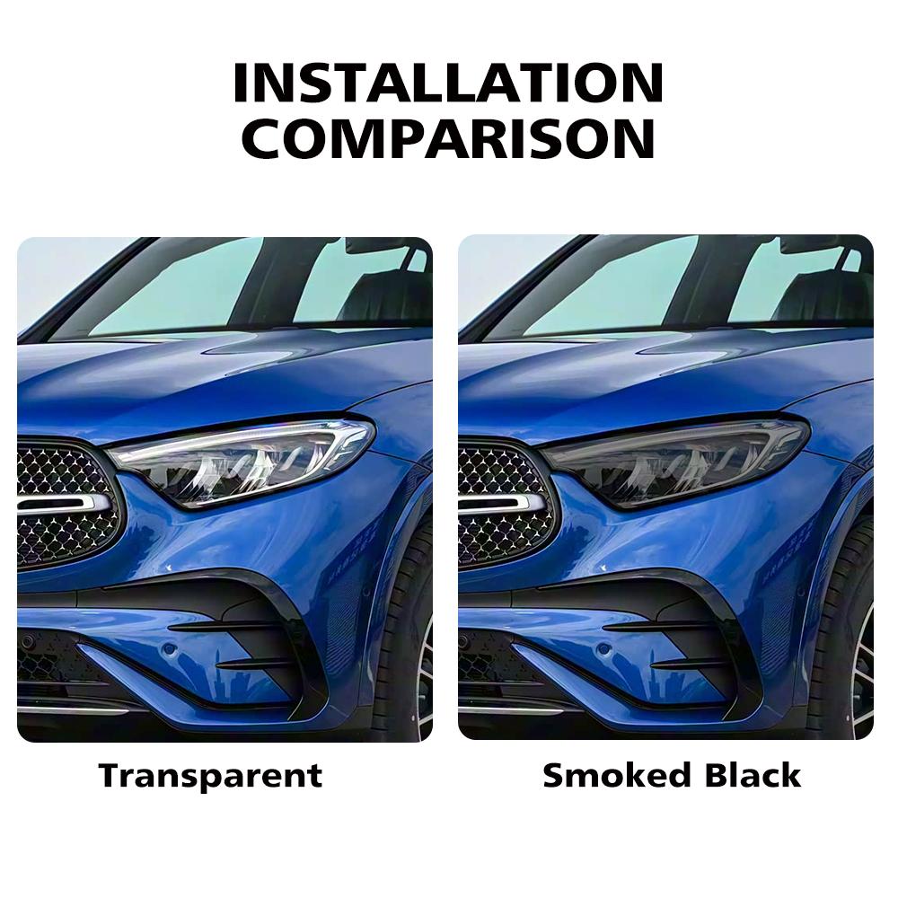 Smoke Black Pre Cut Car Headlight Protective Film For Mercedes Benz GLC GLK TPU PPF Anti-Scratch Vinyl Wrap Kit High-Gloss Film