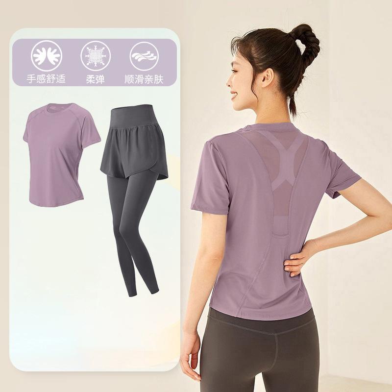 Tennis suit women's short-sleeved training clothes outdoor running quick-drying clothes thin badminton T-shirt fitness clothes