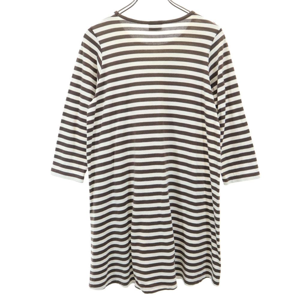 marimekko Border Pattern Long sleeve one piece 160 Brown Kid's Used