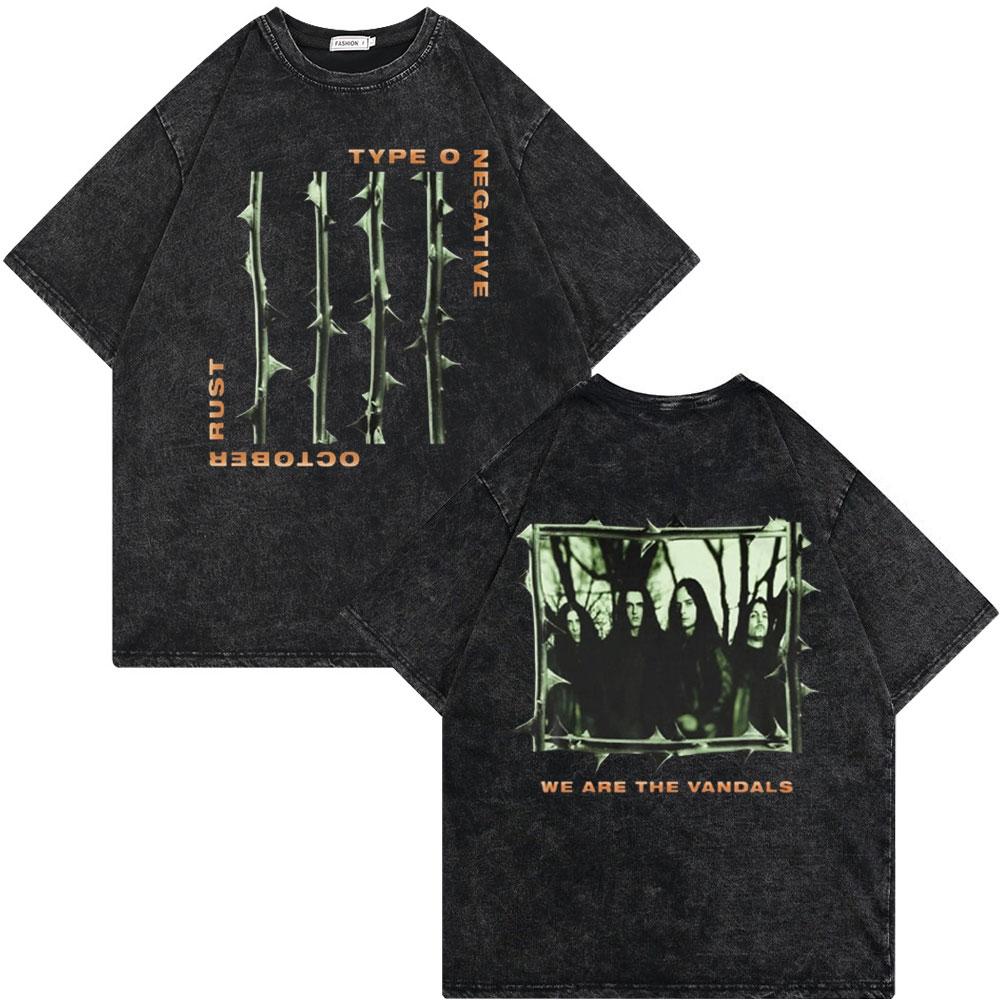 Washed Vintage Rock Band Type O Negative Rip Peter Steele Tribute T Shirt Male Casual Oversized Tshirt Mens Rocker Streetwear
