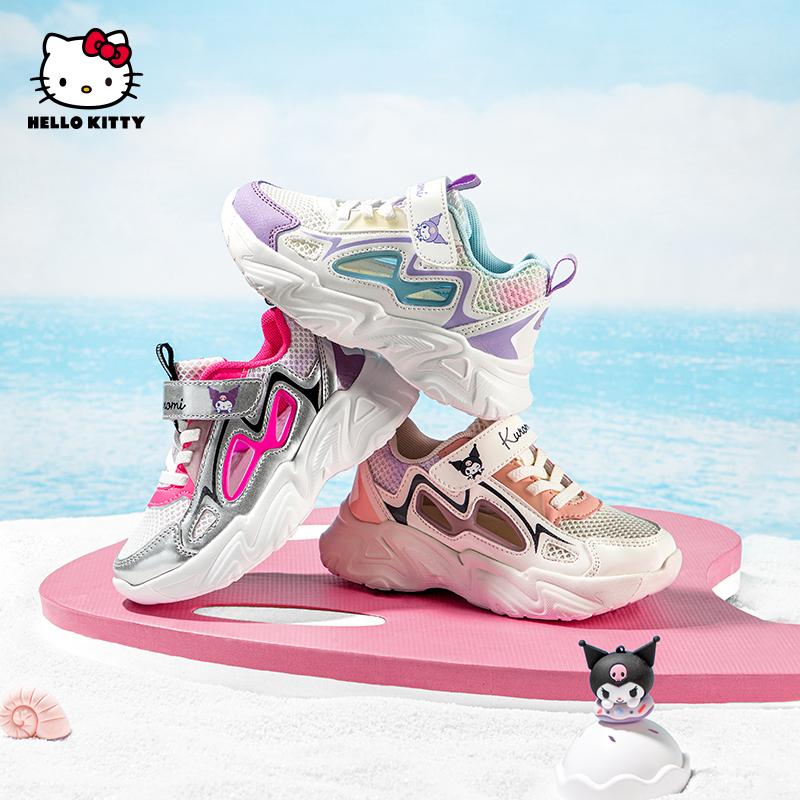 Kaiti Cat Children's Shoes, Girls' Sports Shoes, Spring New Collection, Kuromi Girls' Casual Shoes, Breathable Dad Shoes