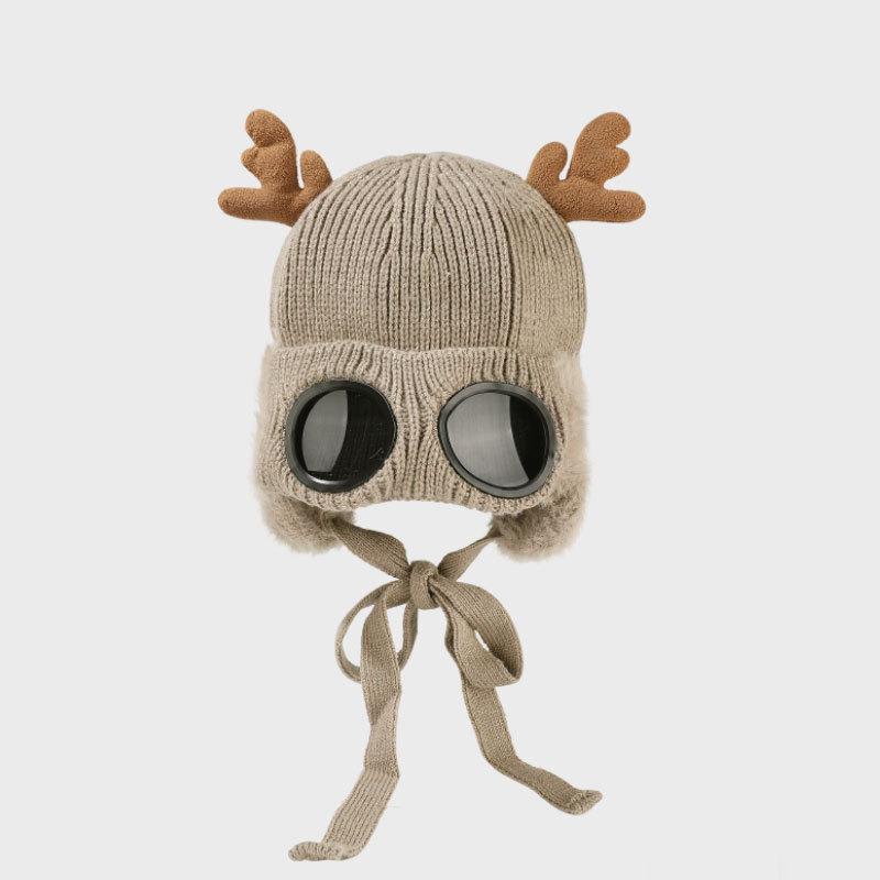 Зимняя Рождественская Вязаная Шапка Праздничная Мультяшная Толстая Шерстяная Шапка хаки