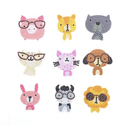 1set Random DIY Diamond Stickers of Alpaca Fruit Man Glasses Pig Series for Fridge Decoration