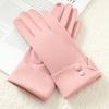 Women Winter Keep Warm Touch Screen Button Decoration Outdoor Fashion Gloves Add Velvet Drive Windproof Elegant Soft