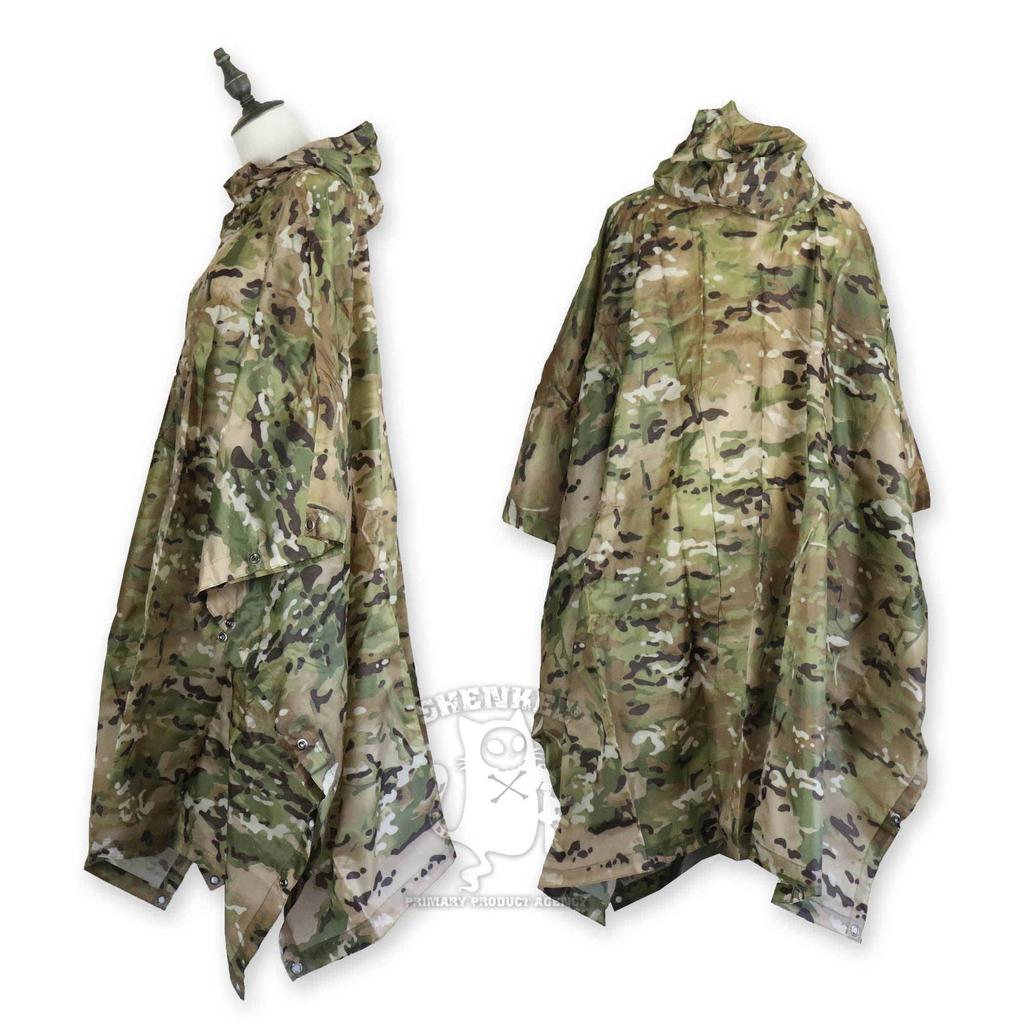 SHENKEL Camouflage Rain Poncho with Storage Unisex Raincoat for Military and Airsoft Use (Multicam) Pouch, 3-Way