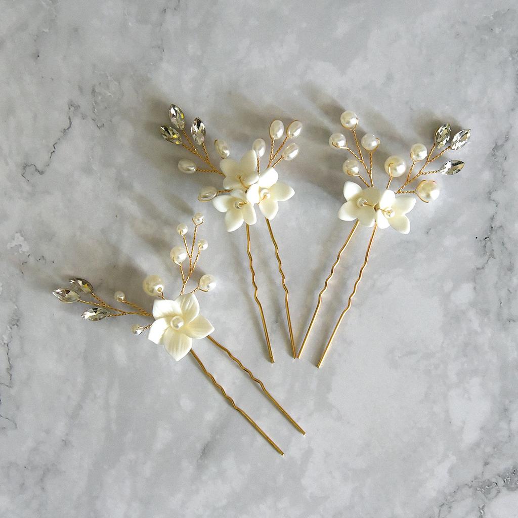 3Pcs Bridal U-shaped Pin Metal Barrette Clip Hairpins Rhinestone Wedding Hairstyle Design Tools Women Wedding Hair Accessories
