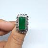 Rectangle Rich Green Emerald 925 Sterling Silver Ring Jewelry, Native Style Boho Design Emerald Ring Jewelry