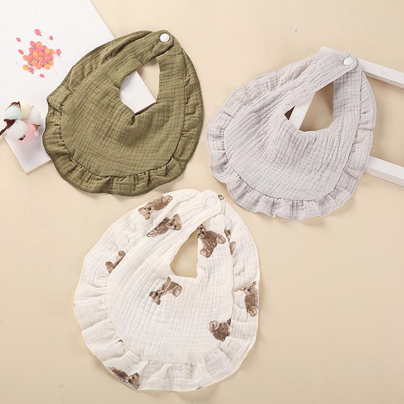 Cherry Rainbow Ruffle Edge Pure Cotton Baby Bib