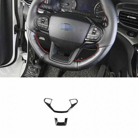 For Ford Explorer 2020-2024 Carbon Fiber Steering Wheel Button Cover Trim 2PCS