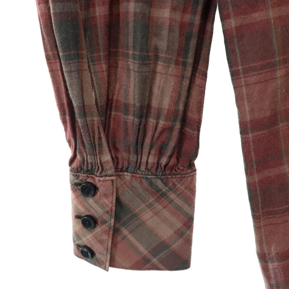 HYSTERIC Check Pattern Long sleeve pin tuck Band collar shirt F Tunic Women Used