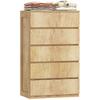 Chest of Drawers 5 Drawers Storage Furniture Without Handles Minimalist Design 60 X 39 X 100 Cm Natural Wood