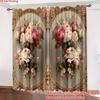 2 szt. Zasłony z nadrukiem róż i luster, odpowiednie do sypialni, salonu, kuchni, dekoracji domu, dekoracji okien