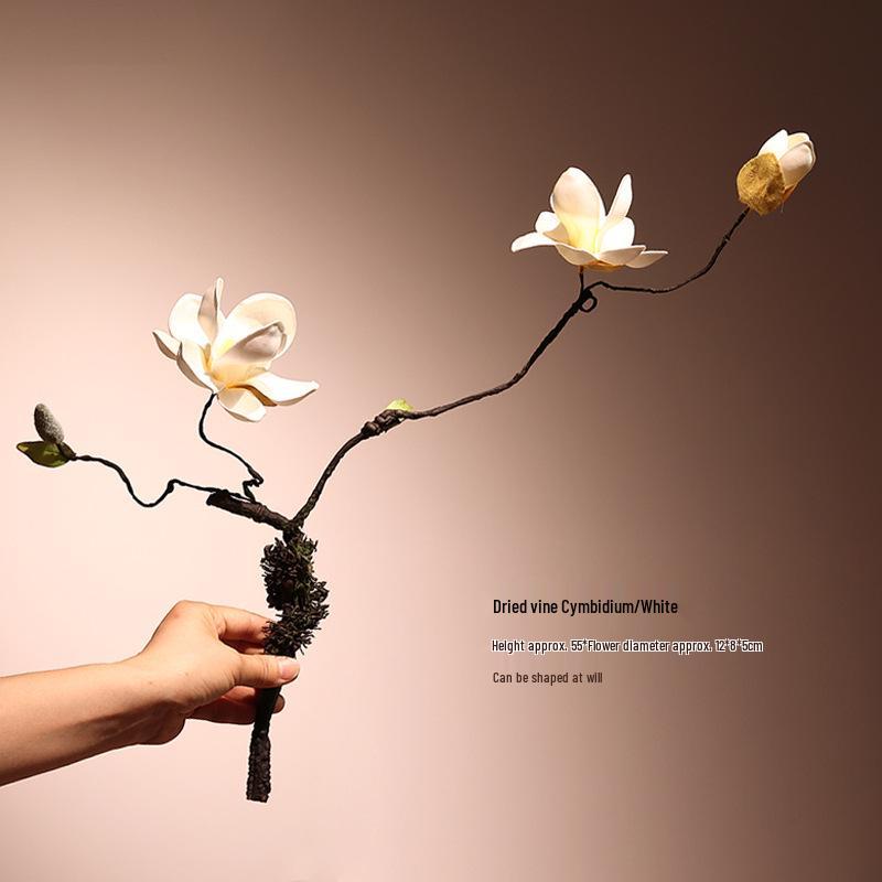 High-End Artificial Silk Magnolia Flower Arrangement - Classical, Elegant Dried Flower Set for Home Decor