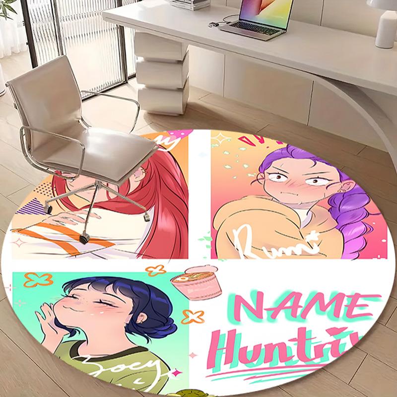 Personalized K-KPop Demon Hunters Round Chair Office Rug - Perfect for Mat, Office Chair & More - Ideal Gift for Birthdays and Holidays