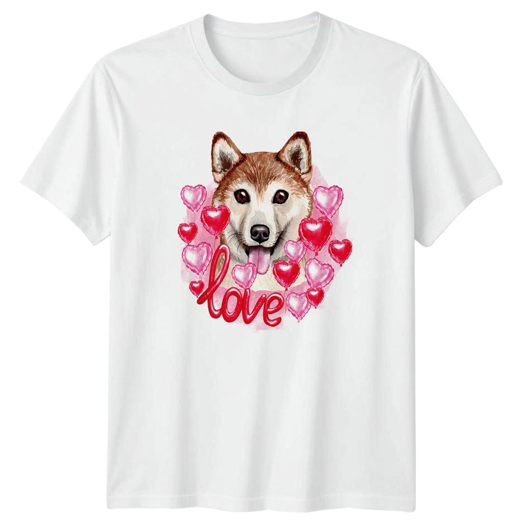 Watercolor Shiba Inu Dog Love Heart TShirt Shiba Inu Dogs Valentines Day