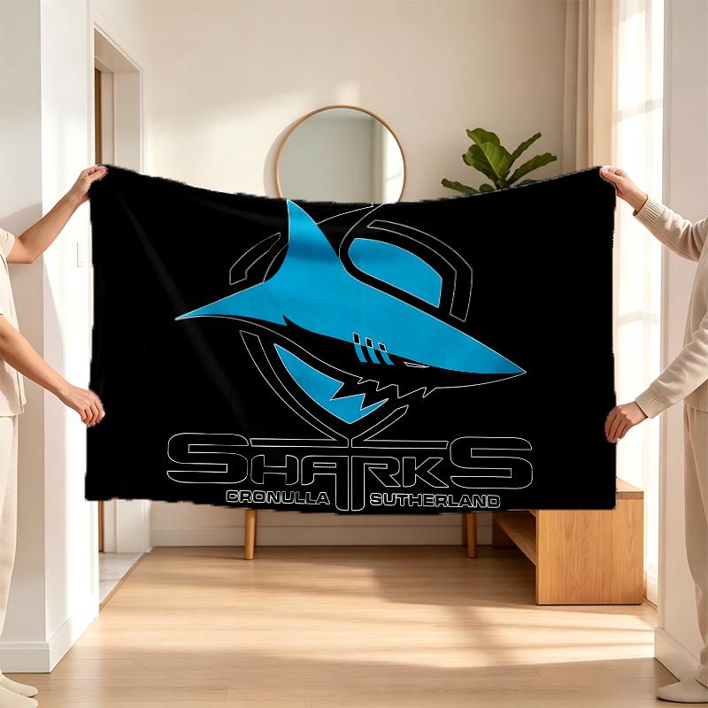 Cronulla Sutherland Sharks (1) Flannel blanket a soft accent for the bedroom and living room and a cozy home gift