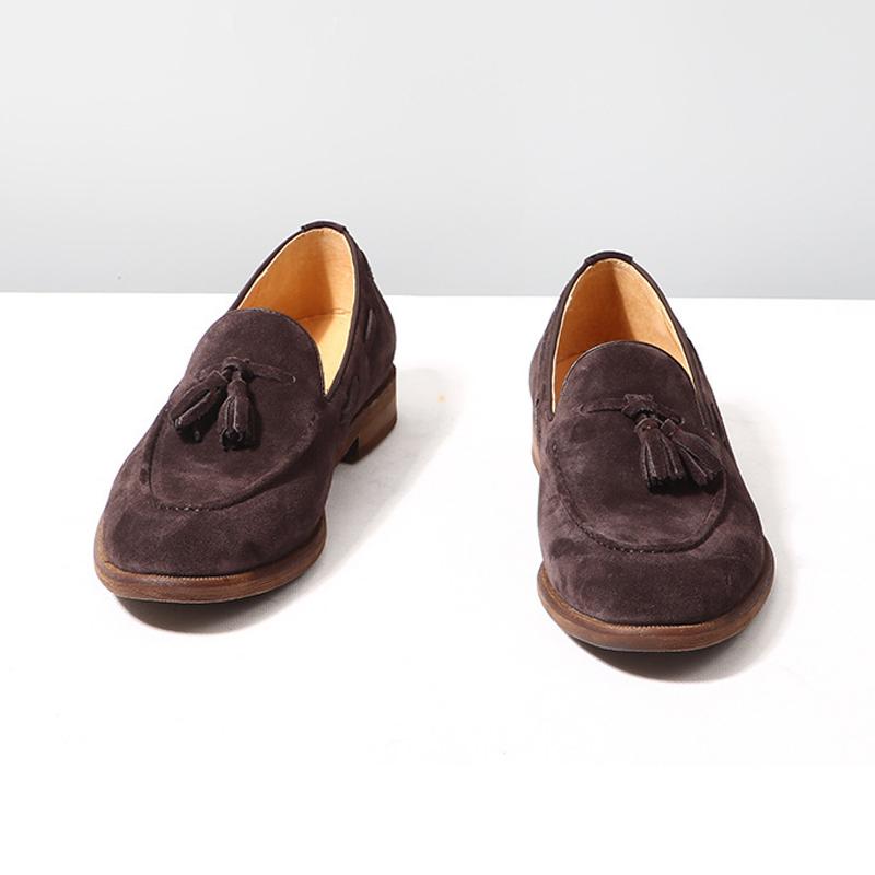 British Style Men'S Loafers Shoes Low Top Slip-On Suede Leather Fringe Tassel Breathable Casual Driving Dress Shoes Four Seasons