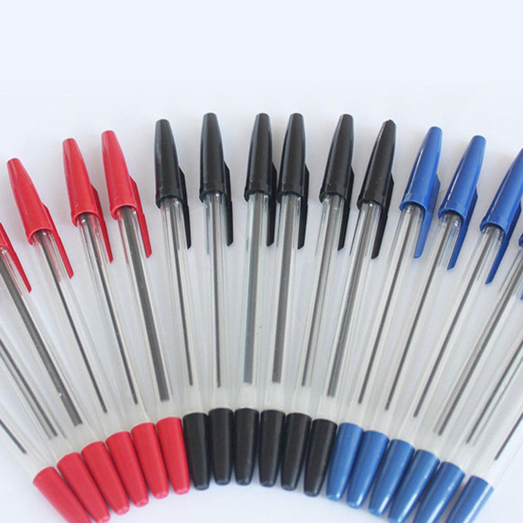 12/24/50/100Pcs Ballpoint Pen Refillable Writing Pens with Refills Comfort Grip Ballpoint Pen Blue Black Redness Ink