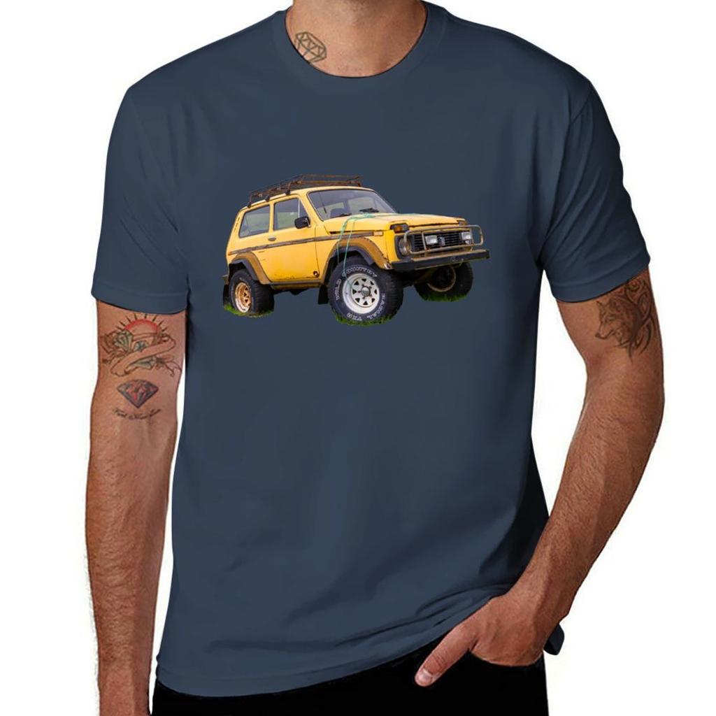 A yellow wrecked and abandoned car TShirt UV Protection Outdoor Tee Shirt