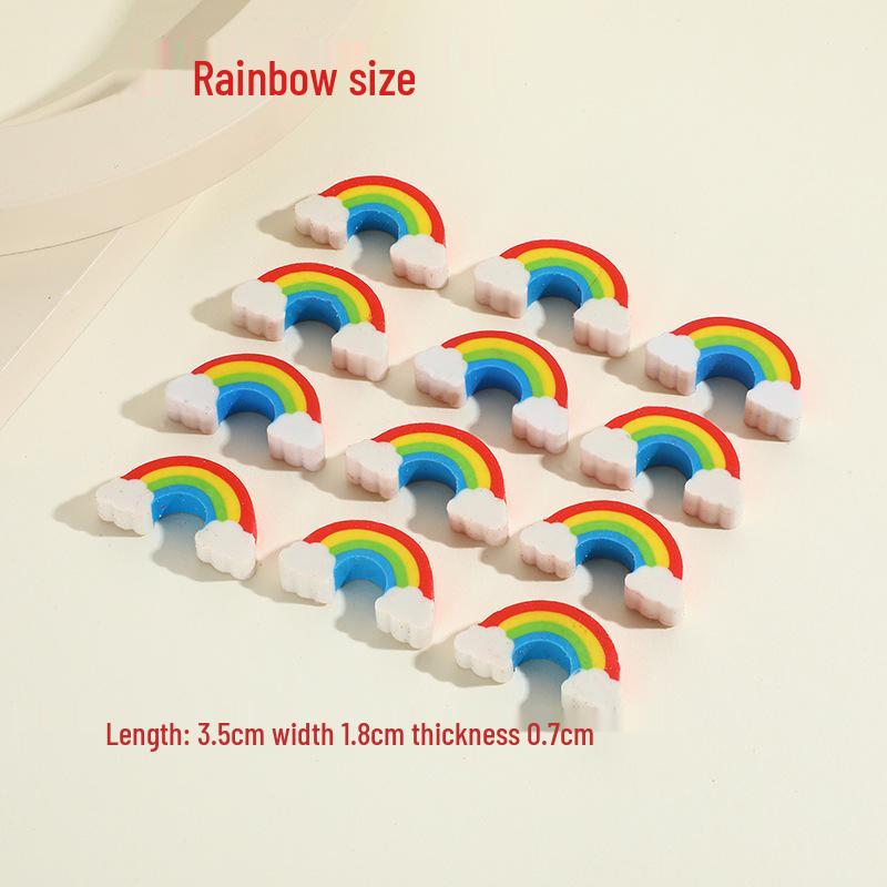 Colorful Creative Cartoon Eraser Set: Rainbow Gift for Kids' Stationery