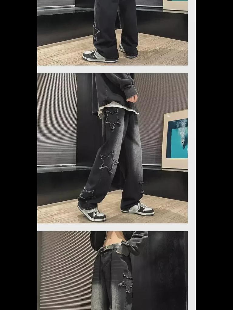 Men's American Fashion Wide-Leg Jeans - Flared, Loose Fit, Spring/Autumn Design