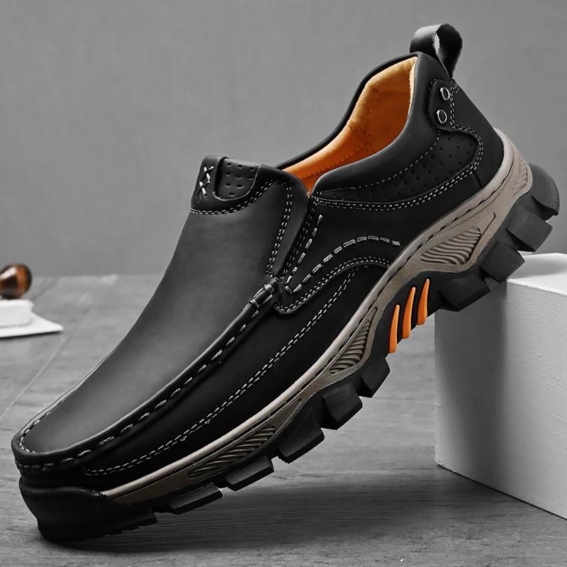 Fashion Mens Handmade Casual Leather Shoes Fashion Business Shoes Classic Leather Man Outdoor Oxford Shoe Elegantes Male Slip on Loafers