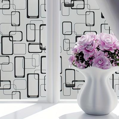 Selbstklebende 45 cm breite geometrische Fensterfolie, Sichtschutz & Hitze-/UV-Schutz, opake zuschneidbare Aufkleber für Badezimmer, Büro, Küchendekoration