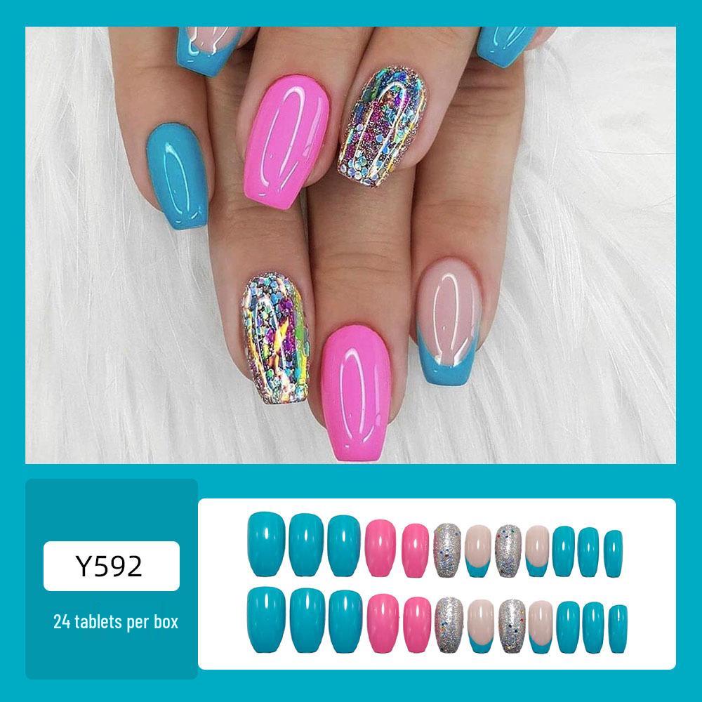 Европейский и американский стиль Блестящие накладные ногти - Модные носимые наклейки для нейл-арта