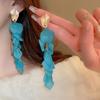Elegant Sterling Silver Petal Tassel Earrings - Chic European & American Vacation Style for Women