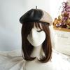 Japanese Retro Milk Coffee Black Color Matching Pu Leather Octagonal Hat Female Versatile British Painter Beret