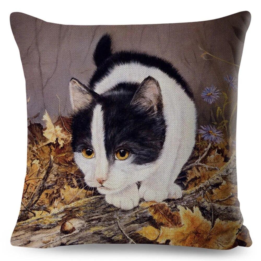 Pet Cartoon Animal Pillowcase Cute Watercolor Cat Cushion Cover Decor Sofa Home Car Children's Room Pillowcase