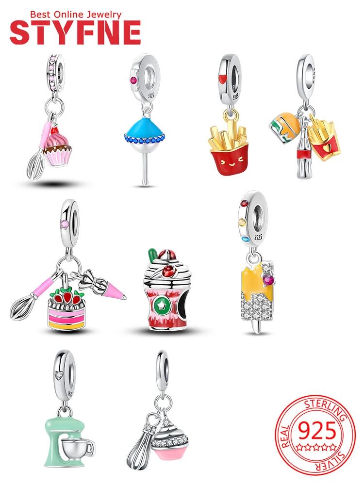 Original Food Series Charms French Fries Ice Cream Cola Cake Beads Copper Pendant Fit Bracelet For Women Diy Jewelry Gift