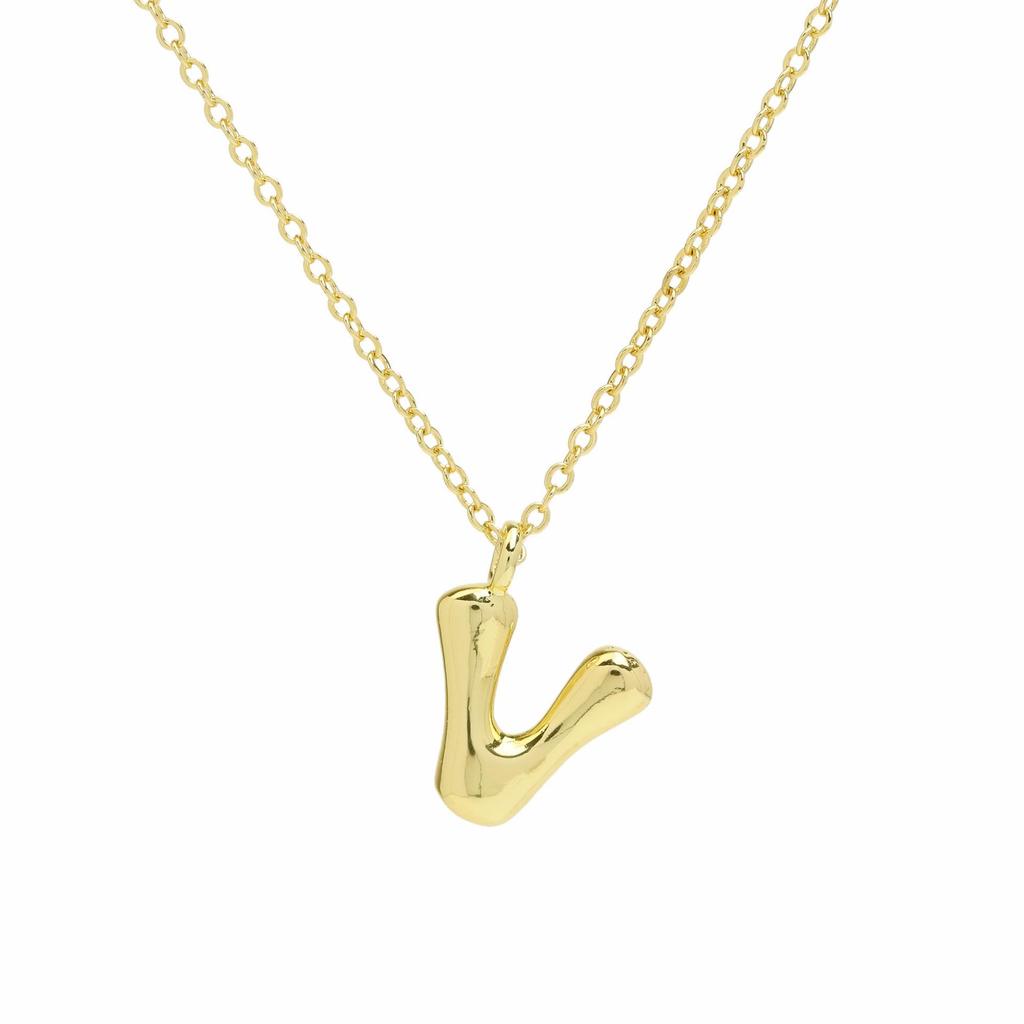18K Gold Plated Balloon Bubble Hip Hop Necklace with 26 English Letters for Women