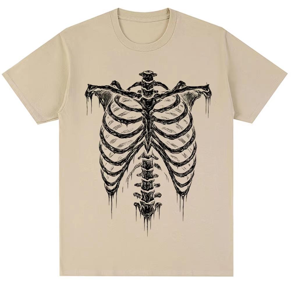 90s Vintage Style Rib Cage Graphic T Shirts Men Women Punk Y2k Harajuku Summer T-shirts Hip Hop Streetwear Oversized Tshirt