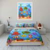 Cute Underwater Ocean Animals Bedding Duvet Cover Set  (1*Duvet Cover 2*Pillowcases, Without Duvet Insert)