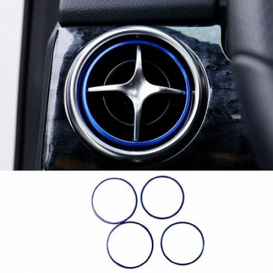For Benz GLK 2009-2015 Blue Aluminum Central Console Air Outlet Vent Trim 4PCS