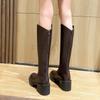 Fashion Women Black Thick Soled Ankle Boots Platform Square High Heel Women and Lower Leg Snow Short Patent PU Leather Round Head