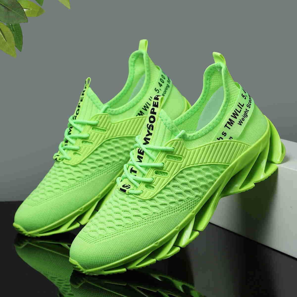 

Мужские легкие дышащие сетчатые кроссовки - Модные повседневные кроссовки для бега с универсальным лезвиевидным дизайном 43 флуоресцентный зеленый