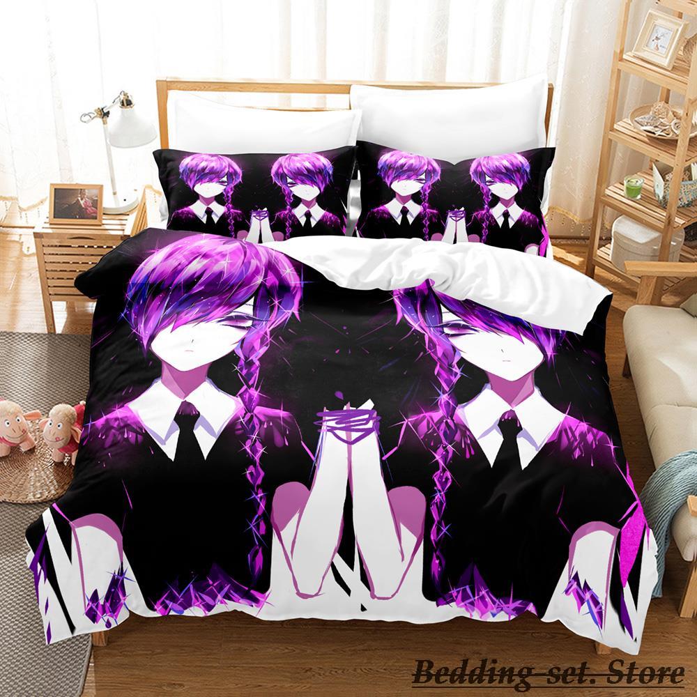 2023 Houseki No Kuni Bedding Set Cartoon Anime three-piece Set Adult Kid Bedroom Duvetcover Sets 3D Kawaii Girls Duvet Cover