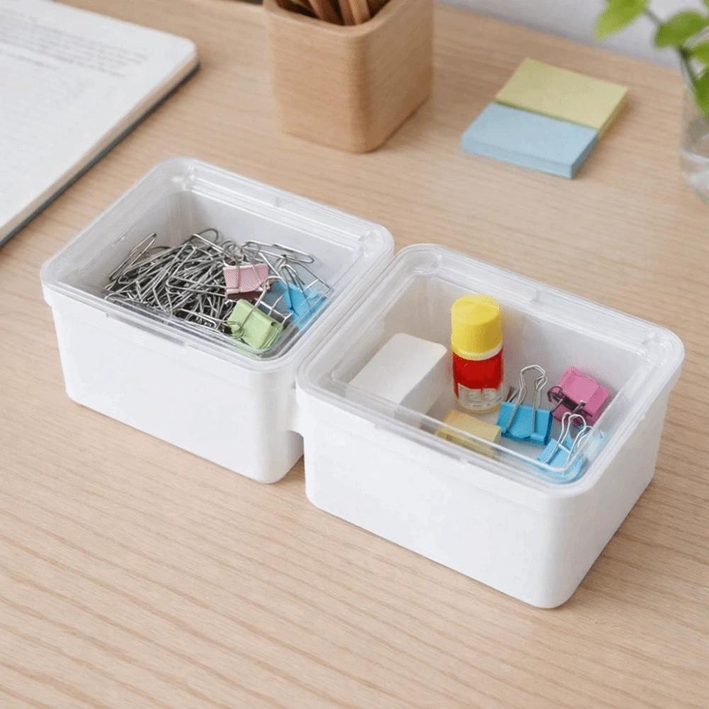 Dust-proof Office Drawer Storage Box Flip Cover Transparent Storage Box  Laundry Room