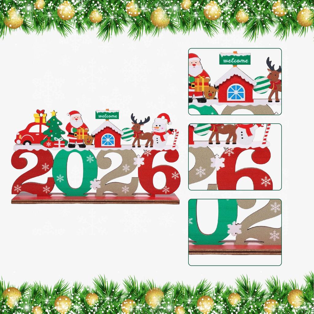 2026 Christmas Wooden Ornament Modern Attractive Accessories Tabletop Ornament Desktop Decoration for Shops Bookshelf Desktop
