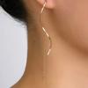 New Temperament Wavy Long Drop Dangle Ear Line Earrings for Women Classic Spiral Stainless Steel Korea Earring Jewelry Gift
