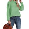 Fashionable Women's High-neck Knitted Sweater With Long Sleeves And Rolled Hem
