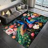Polyester Area Rug - Double Peacock and Floral Print, Non-Slip, Home Decoration Accent Mat for Bedroom, Living Room, Soft Crystal Velvet, Mi