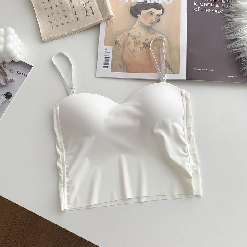Women's Summer Ice Silk Camisole with Integrated Chest Pad and Beautiful Back Design