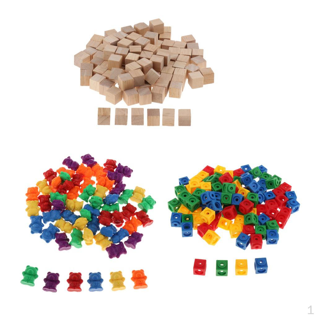 260pcs Square Cubes Bricks+Bear Counters+