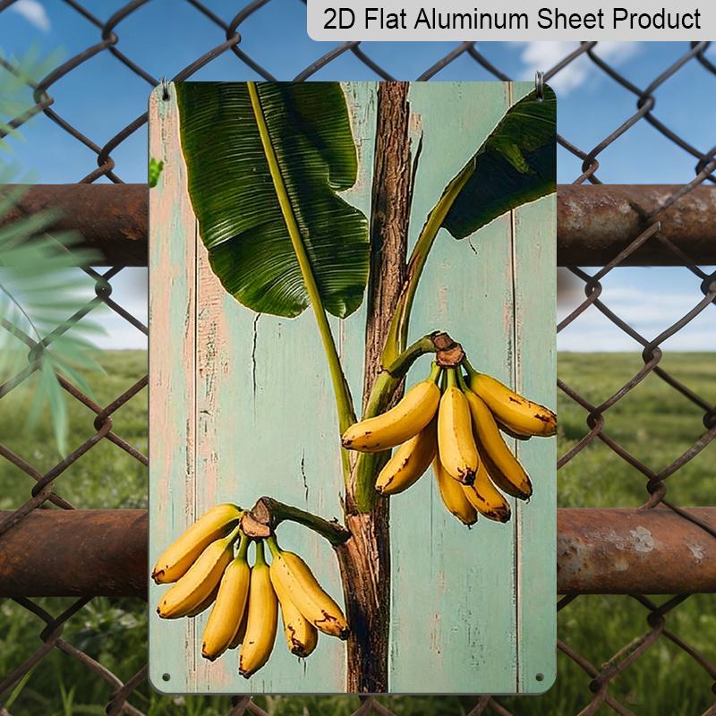 

2D Flat, 1pc Vintage Banana Charm Metal Sign, Rustic Aluminum Wall Art with Banana and Leaves Design, Perfect for Cafe, Home, Garage, Patio, Garden 20*30cm