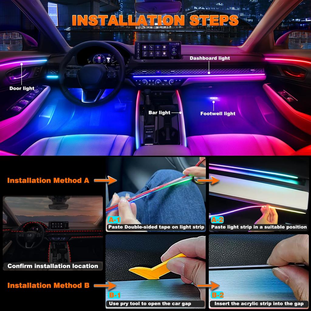 Универсальная автомобильная подсветка Symphony, светодиодная внутренняя RGB-стримерная атмосферная лампа с пультом управления через USB-приложение для Tesla Model 3 YSX