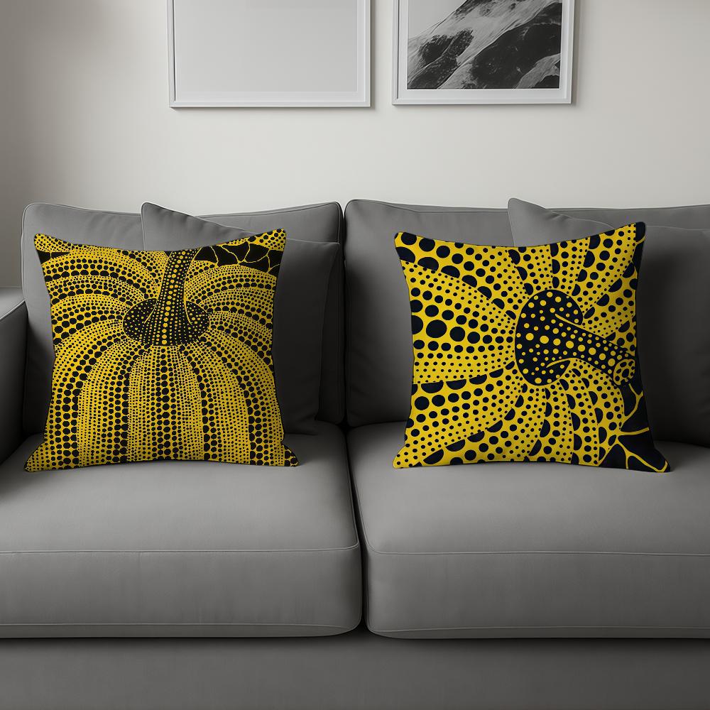 Art K-Kusama Y-Yayoi Pumpkin Cushion Cover For Sofa Car Office Cafe Soft And Comfortable Double-Sided Printing Pillow Cover