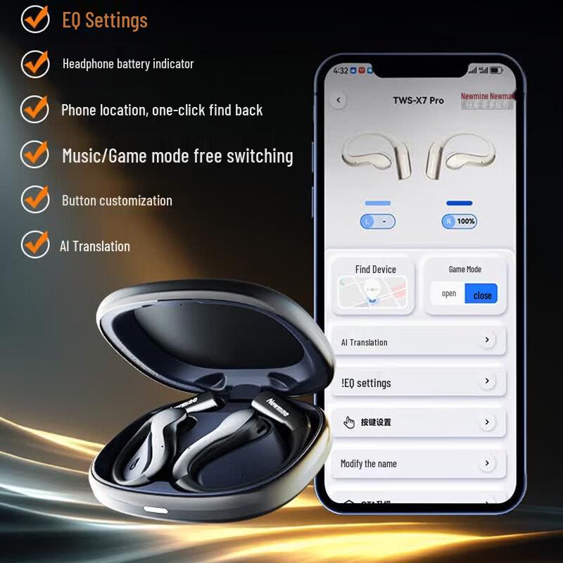 Newmine TWS-X7 Pro Ear-hook Bluetooth Headset